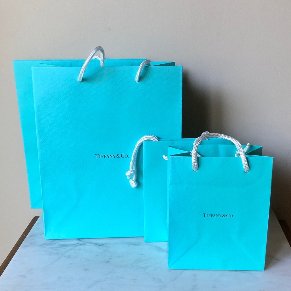 Tiffany & Co. Signature Blue Gift Bags with White Rope Handles 4 total